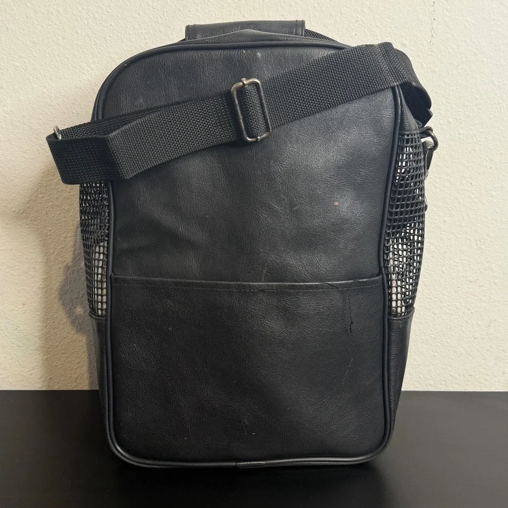FootJoy Golf Shoe Bag Unisex Black Faux Leather Ventilated Shoulder Strap